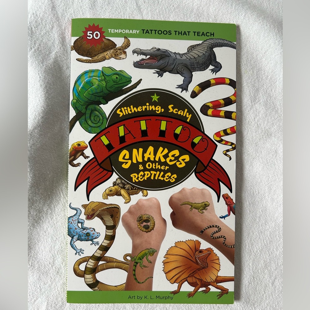 Snakes & Other Reptiles Temporary Tattoo Book - Multicolor Unused!